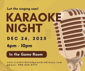 Karaoke Night with Tommy Stone as your host at Creekside Lodge and Cabins. 